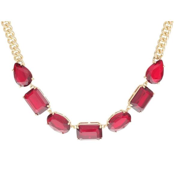 Ralph Lauren Gold Tone Chain Necklace Crystal Frontal Style Stunning Fashion NWT - Picture 1 of 13